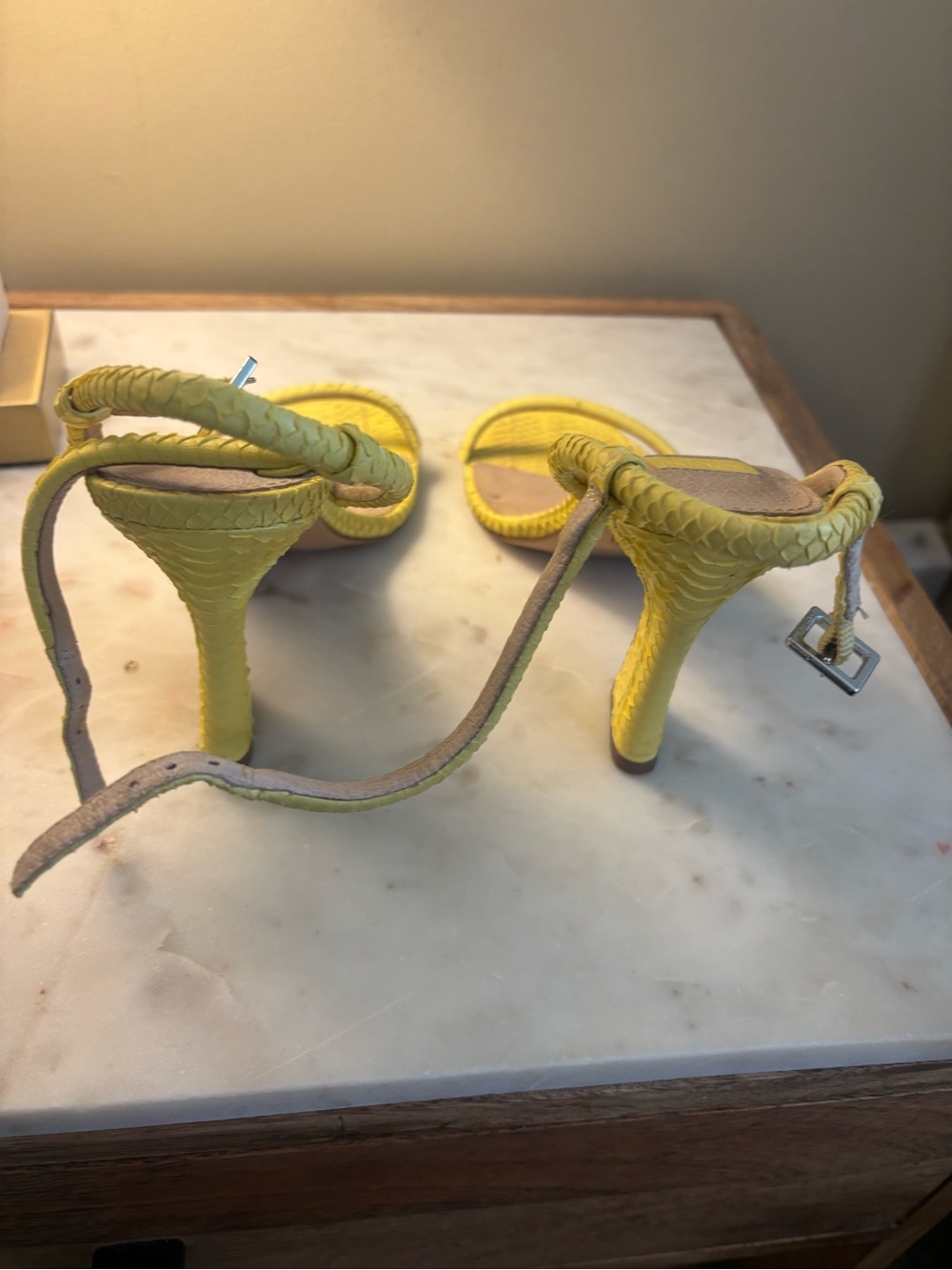 Louise et Cie Bright Yellow Braided Stiletto Sandals